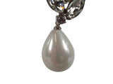 KENNETH JAY LANE Silver & Crystal Pearl Drop Audrey Single Earring One Size NEW