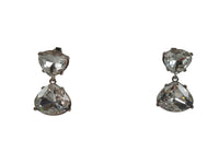 KENNETH JAY LANE Ladies Silver Rhodium Crystal Drop Clip-On Earrings OS NEW