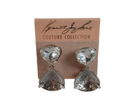 KENNETH JAY LANE Silver Rhodium Crystal Drop Clip-On Earrings One Size NEW