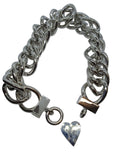 PACO RABANNE Chunky Heart Necklace Chain Link Metal Silver OS NEW RRP355