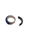 CHLOÉ Jamie Ring Bi-Colour Wood Brass Gold Tone Brown/Blue UK L NEW RRP270