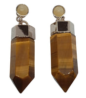 CHLOÉ Jemma Earrings Tiger's Eye & Aragonite Drop Brown/Yellow OS NEW RRP440