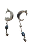 CHLOÉ Darcey Earrings Pearl Drop Crystal Asymmetric Palladium/Blue OS NEW RRP400