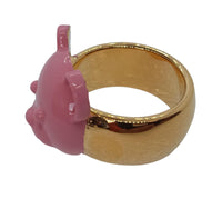 MOSCHINO Teddy Bear Ring Brass Paint Pink/Gold L/60 Approx. UK S NEW RRP180