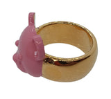 MOSCHINO Teddy Bear Ring Brass Paint Pink/Gold L/60 Approx. UK S NEW RRP180
