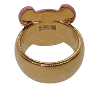MOSCHINO Teddy Bear Ring Brass Paint Pink/Gold L/60 Approx. UK S NEW RRP180