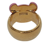 MOSCHINO Teddy Bear Ring Brass Paint Pink/Gold L/60 Approx. UK S NEW RRP180