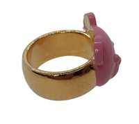 MOSCHINO Teddy Bear Ring Brass Paint Pink/Gold L/60 Approx. UK S NEW RRP180