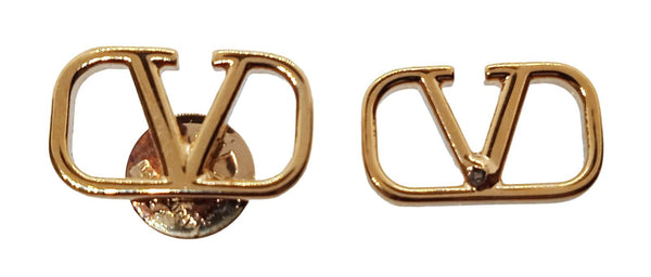 VALENTINO GARAVANI V Logo Signature Earrings Stud Metal Gold OS NEW RRP250