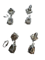 2 x KENNETH JAY LANE Double Crystal Earrings Clip On Drop Silver OS NEW FAULTY