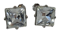 2 x KENNETH JAY LANE Double Crystal Earrings Clip On Drop Silver OS NEW FAULTY