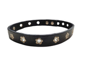 OUR LEGACY Flower Choker Necklace Black Leather Stud Close 30.5-42.5cm NEW RRP60
