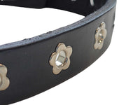 OUR LEGACY Flower Choker Necklace Black Leather Stud Close 30.5-42.5cm NEW RRP60
