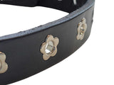 OUR LEGACY Flower Choker Necklace Black Leather Stud Close 30.5-42.5cm NEW RRP60