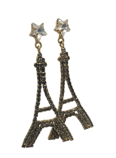 ROSANTICA Drop Earrings Dangle Eiffel Tower Stud Gold Tone Crystal NEW RRP210