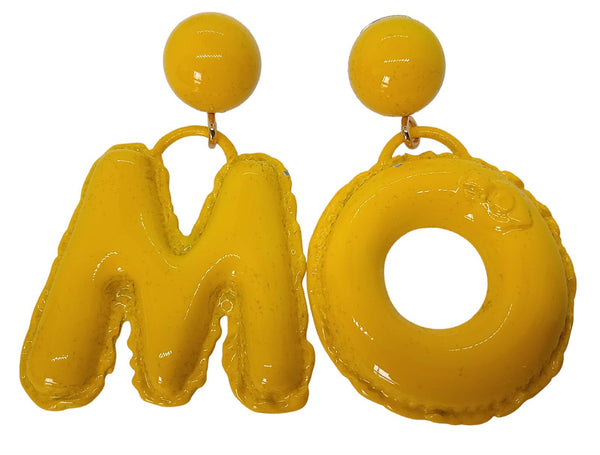 MOSCHINO Letter Drop Earrings Polished Zamak & Brass Bright Yellow OS NEW RRP285