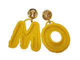 MOSCHINO Letter Drop Earrings Polished Zamak & Brass Bright Yellow OS NEW RRP285