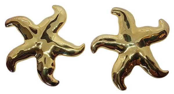 JULIETTA St. Barth Earrings Starfish Clip On Gold Plated Brass OS NEW RRP175