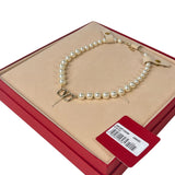 VALENTINO Necklace Gold Beaded Pearl V Logo Yellow Ladies Size:OS NEW RRP: 540