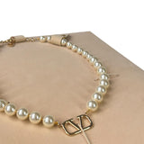VALENTINO Necklace Gold Beaded Pearl V Logo Yellow Ladies Size:OS NEW RRP: 540