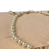 VALENTINO Necklace Gold Beaded Pearl V Logo Yellow Ladies Size:OS NEW RRP: 540