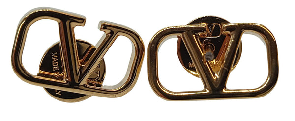 VALENTINO GARAVANI V Logo Stud Earrings 1.5cm Brass Gold Tone OS NEW RRP250
