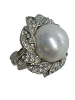 KENNETH JAY LANE Crystal Faux Pearl Earrings Clip On White/Silver OS NEW RRP125