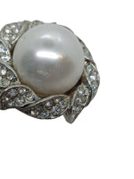 KENNETH JAY LANE Crystal Faux Pearl Earrings Clip On White/Silver OS NEW RRP125