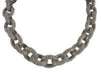 KENNETH JAY LANE Silver Tone Crystal Oval Chain Necklace Ladies OS RRP395 NEW