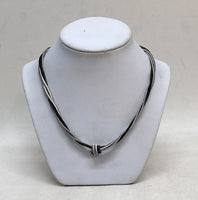 LINKS OF LONDON Ladies Sterling Silver Swirl 2 Row Grey Knot Necklace NEW RRP120