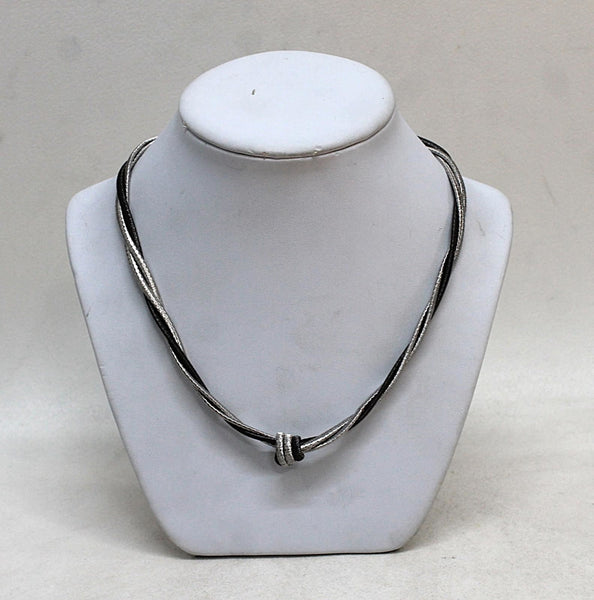 LINKS OF LONDON Ladies Sterling Silver Swirl 2 Row Grey Knot Necklace NEW RRP120