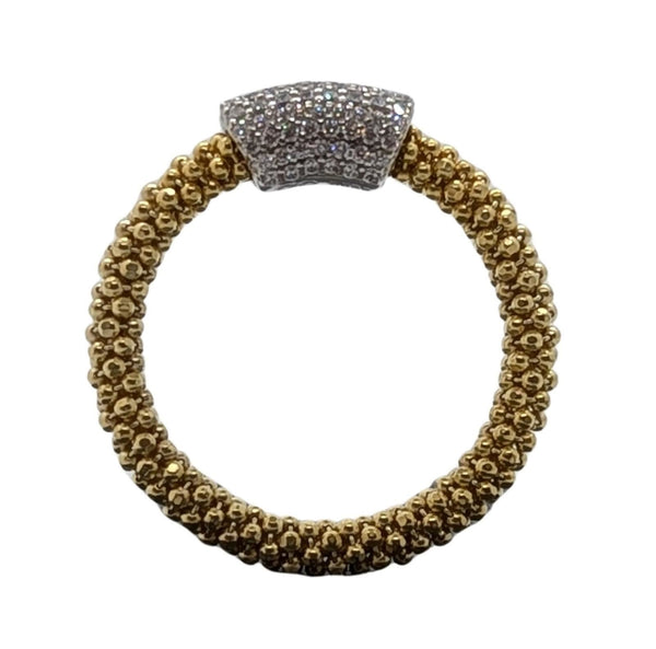 LINKS OF  LONDON Stardust Tube Ring Gold Vermeil Cubic Zirconia UK P RRP150