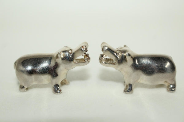 LINKS OF LONDON Matching Sterling Silver Hippopotamus Figurines Pair 2cm NEW