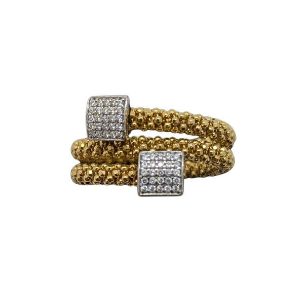 LINKS OF LONDON Stardust Square Wrap Ring Gold Vermeil Cubic Zirconia P RRP150
