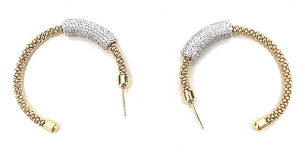 LINKS OF LONDON Stardust Tube Yellow Gold Vermeil/CZ Hoop Earrings L NEW