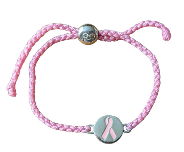 LINKS OF LONDON Breast Cancer Ribbon Cord Bracelet Pink Sterling Silver RRP100