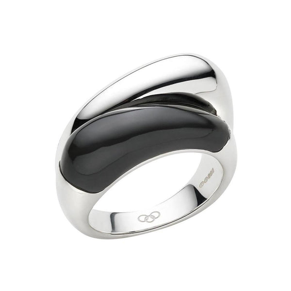 LINKS OF LONDON Ladies Hope Double Sterling Silver & Onyx Ring UK M NEW RRP225