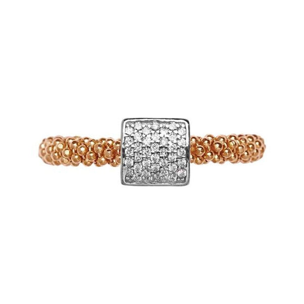 LINKS OF LONDON Ladies Stardust Rose Gold Vermeil Square CZ Ring N NEW RRP150