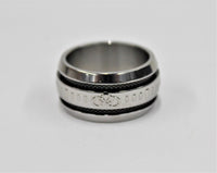 LINKS OF LONDON Men's QS1 PVD Sterling Silver Black/Silver Ring R NEW RRP150