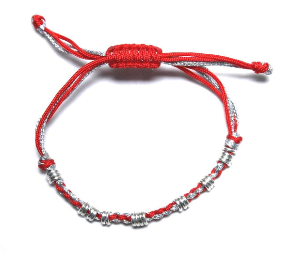 LINKS OF LONDON Ladies Sterling Silver Bead Red Cord Bracelet NEW RRP75