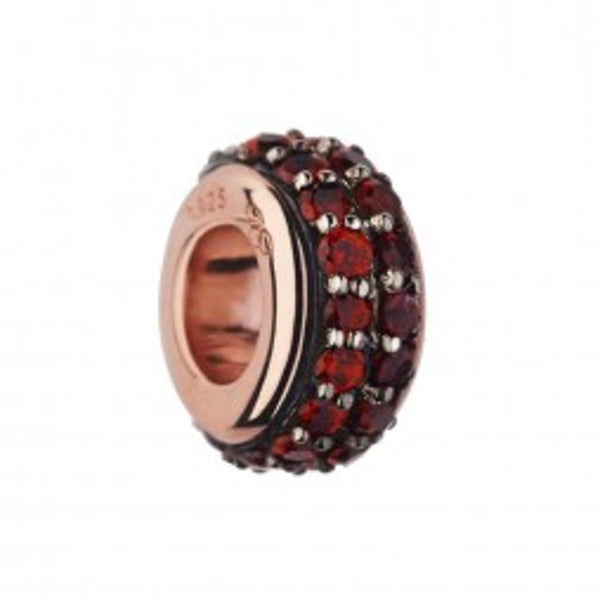 LINKS OF LONDON Ladies Sweetie Garnet Pave Rose Gold Vermeil Bead RRP150 NEW