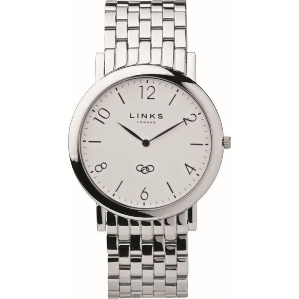 LINKS OF LONDON Men's Noble Slim Stainless Steel White Dial Watch L RRP375 NEW
