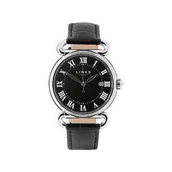 LINKS OF LONDON Men's STS Black Leather Luminous Driver Watch RRP355 NEW