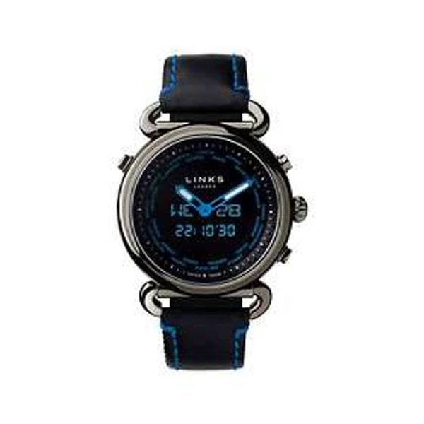 LINKS OF LONDON Men's Black Blue Digital Driver Dashboard Watch RRP850 NEW