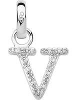 LINKS OF LONDON Alphabet Letter V Diamond Charm Sterling Silver RRP140 NEW