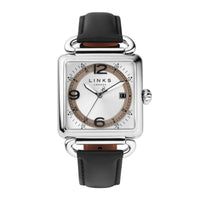 LINKS OF LONDON Men's Driver Square Stainless Steel Leather Watch L RRP380 NEW
