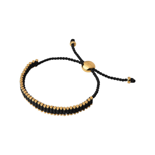 LINKS OF LONDON Ladies 18kt Yellow Gold Vermeil & Black Friendship Bracelet NEW