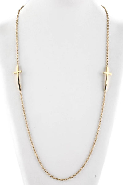 FOLLI FOLLIE Ladies Yellow Gold Tone Dual Cross Karma Chain